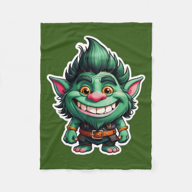 Manta Polar Ilustracion Happy Little Troll Chibi (Anverso)