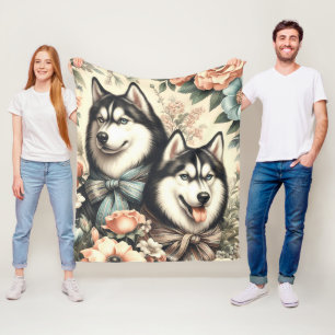 Manta Polar Ilustracion Husky Siberiano Vintage