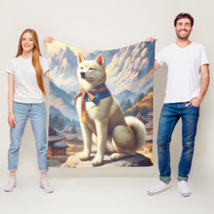 Manta Polar Ilustracion Jindo coreano vintage