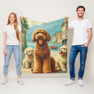 Manta Polar Ilustracion Lagotto Romagnolo