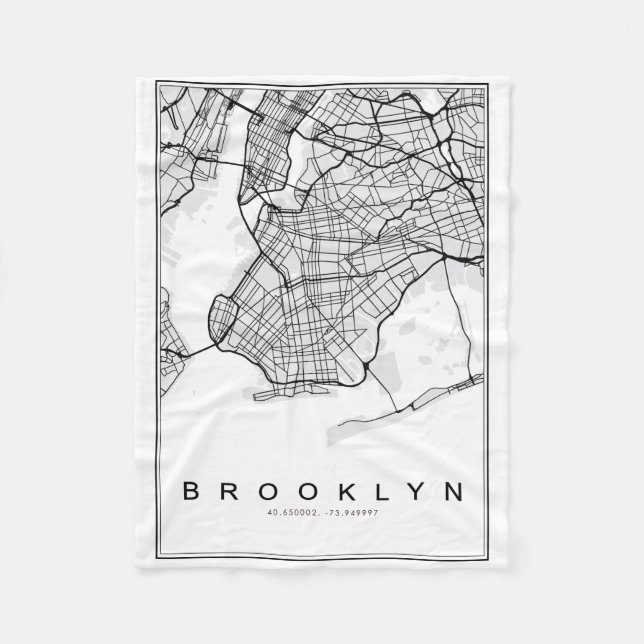 Manta Polar Ilustracion Mapa de Brooklyn (Anverso)