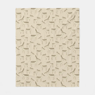 Manta Polar Ilustración Moderna de Ciervo Patrón Beige