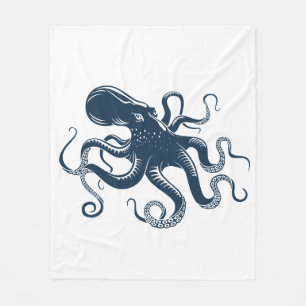 Manta Polar Ilustracion náutico de pulpo azul marino