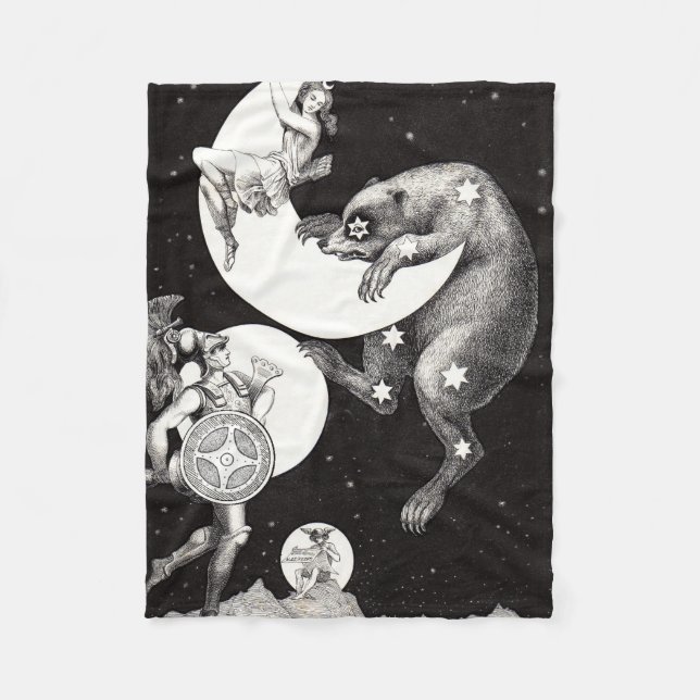 Manta Polar Ilustracion nocturno del cielo celeste de la luna (Anverso)