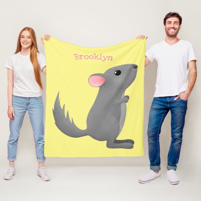 Manta Polar Ilustracion personalizado chinchilla gris suave (In situ)