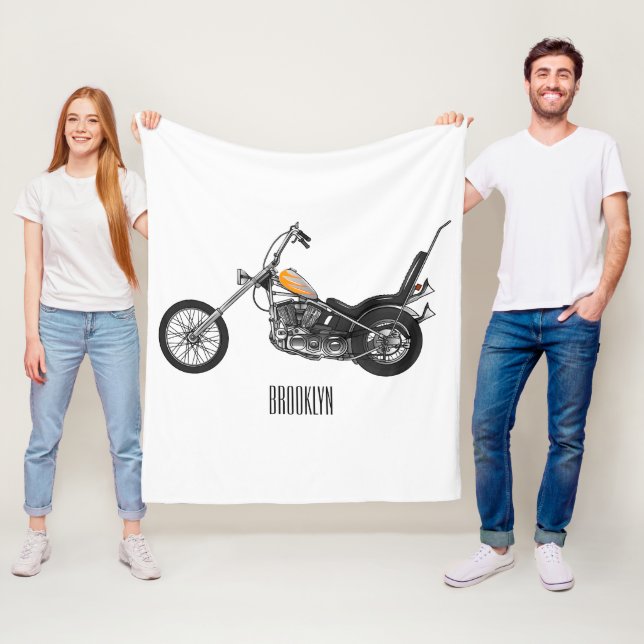 Manta Polar Ilustracion personalizado Chopper Motorcycle 1950 (In situ)