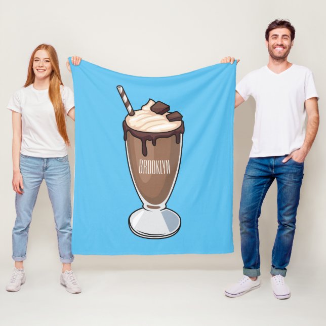 Manta Polar Ilustracion personalizado de batido de chocolate (In situ)
