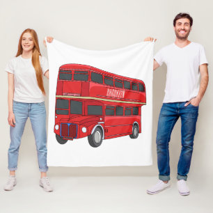 Manta Polar Ilustracion personalizado de bus de dos pisos