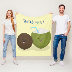 Manta Polar Ilustracion personalizado de cocos kawaii alegres