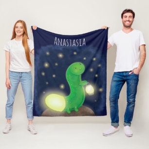 Manta Polar Ilustracion personalizado de gusano de brillo verd
