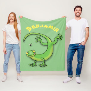 Manta Polar Ilustracion personalizado de lagarto de gecko verd