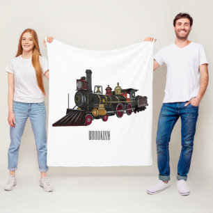 Manta Polar Ilustracion personalizado de locomotora de vapor