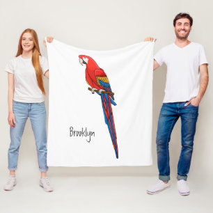 Manta Polar Ilustracion personalizado de loro de macao escarla