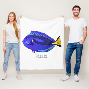 Manta Polar Ilustracion personalizado de pescado tang azul