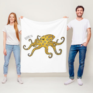 Manta Polar Ilustracion personalizado de pulpo de anillo azul