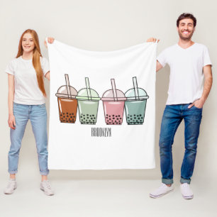 Manta Polar Ilustracion personalizado de té de burbujas