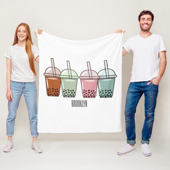 Manta Polar Ilustracion personalizado de té de burbujas (In situ)