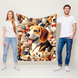 Manta Polar Ilustracion Retro Cute Beagle