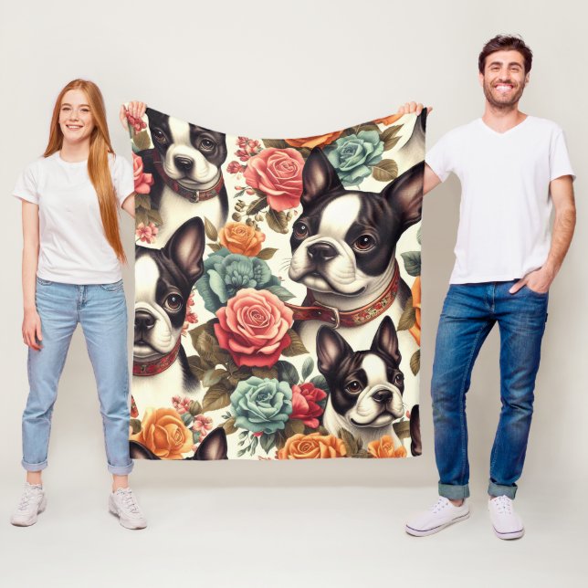 Manta Polar Ilustracion Terrier de Boston (In situ)