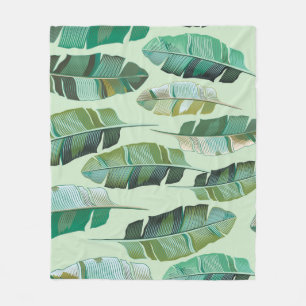 Manta Polar Ilustracion tropical de plantas bananeras de moda