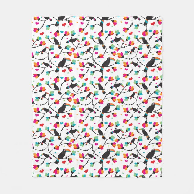 Manta Polar ilustracion tropical del pájaro toucan lindo (Anverso)