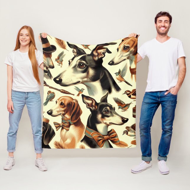 Manta Polar Ilustracion vintage italiano Greyhound (In situ)