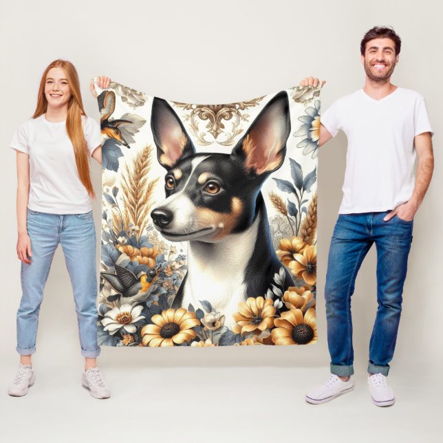 Manta Polar Ilustracion Vintage Rat Terrier (In situ)