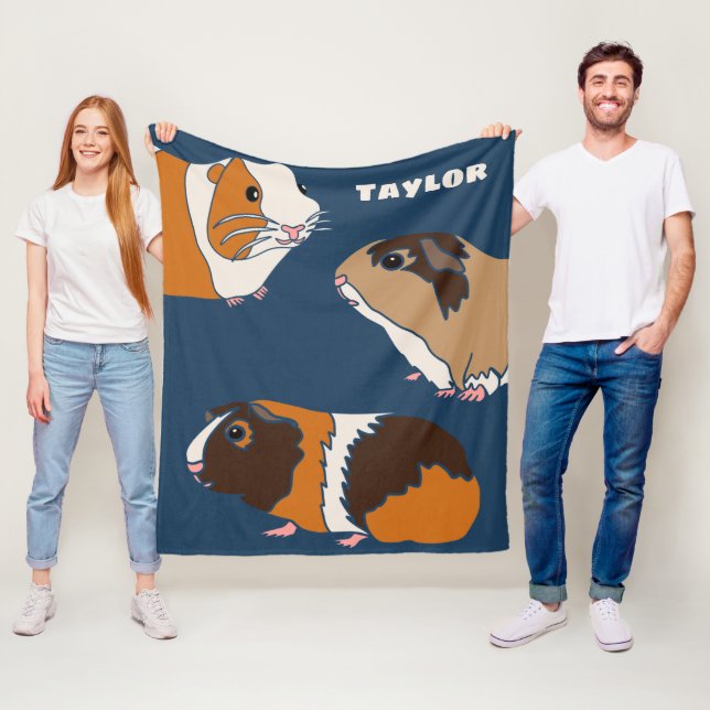 Manta Polar Ilustraciones de cerdos de Guinea Cute personaliza (In situ)