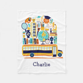 Manta Polar Ilustraciones escolares nombre personalizado fraza