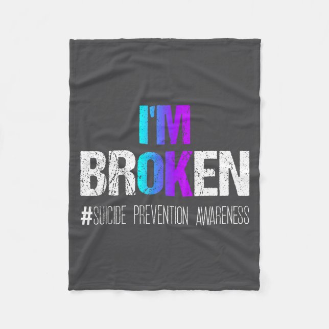 Manta Polar I'm Broken Teal &amp; Purple Ribbon Suicide Preven (Anverso)