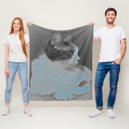 Manta Polar Imagen blanca y gris linda del perfil del gato