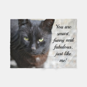 Manta Polar Imagen de Gato Negro con cita motivadora
