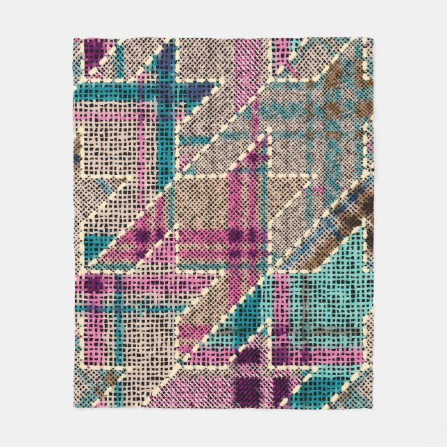 Manta Polar Imitation of indian patchwork pattern with texture (Anverso)