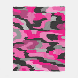 Manta Polar Impresión abstracta rosa y negra 