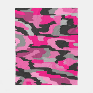 Manta Polar Impresión abstracta rosa y negra 