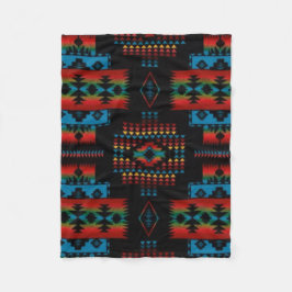 Manta Polar Impresión azteca NEGRA