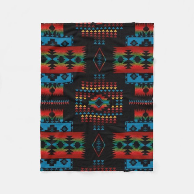 Manta Polar Impresión azteca NEGRA (Anverso)