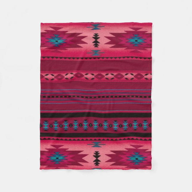 Manta Polar Impresión azteca ROSADA (Anverso)