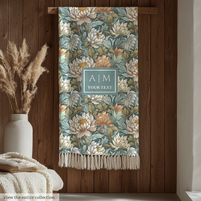 Manta Polar Impresión botánica personalizada de estilo Morris (Lovely Morris style personalized botanical print Fleece Blanket)