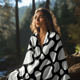 Manta Polar Impresión clásica de vaca en blanco y negro