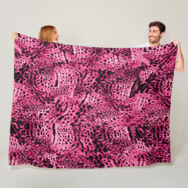 Manta Polar Impresión de animales rosa