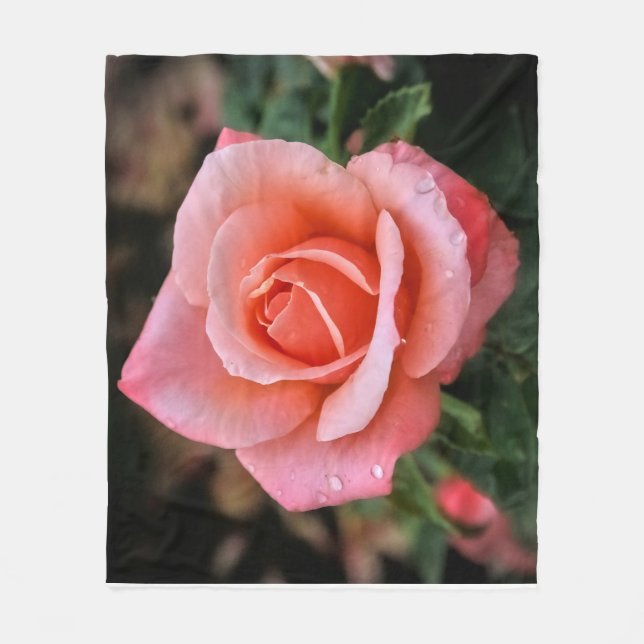 Manta Polar Impresión de arte botánico Rosa romántico (Anverso)