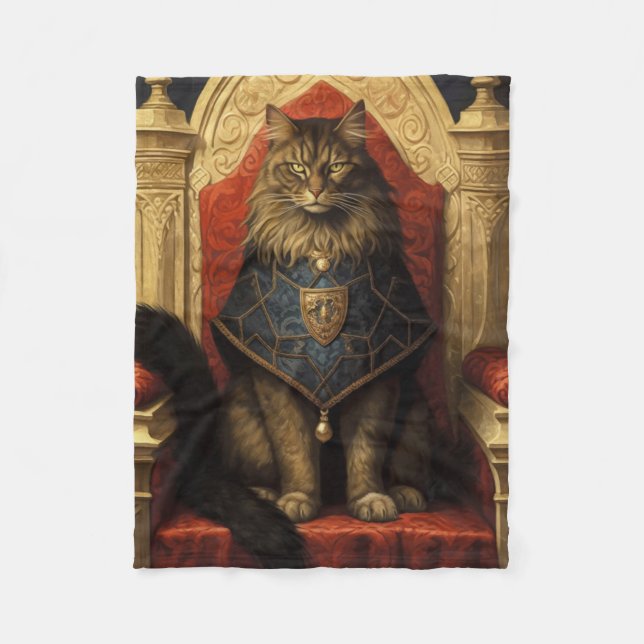 Manta Polar Impresión de arte de trono masculino de gato (Anverso)