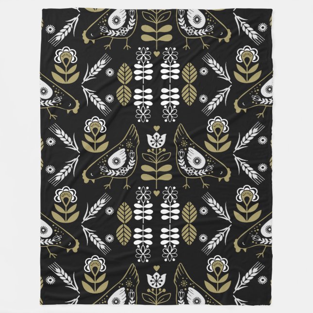 Manta Polar Impresión de arte folclórico de Hen Farm (Anverso)