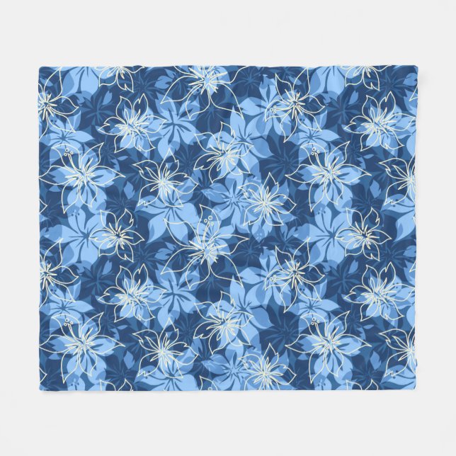 Manta Polar Impresión de camisas de Olowalu Hibiscus Hawaiian  (Frente (Horizontal))