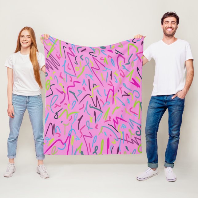 Manta Polar Impresión de época de los años 80 en rosa (In situ)