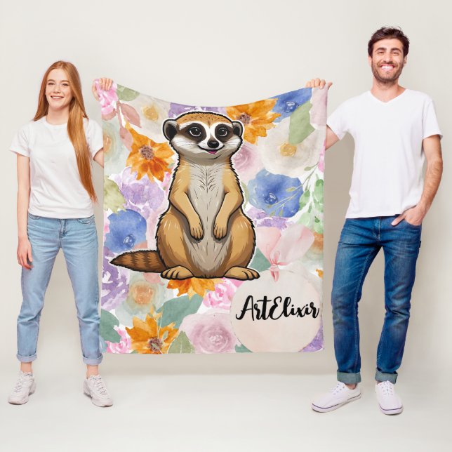 Manta Polar Impresión de fondo floral de Meerkat (In situ)