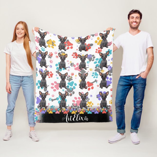 Manta Polar Impresión de hojas de papel Xoloitzcuintli (In situ)