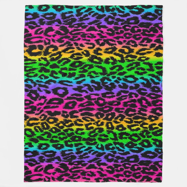 Manta Polar Impresión de leopardo arco iris (Anverso)