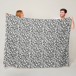 Manta Polar Impresión de Leopardo Blanco Negro